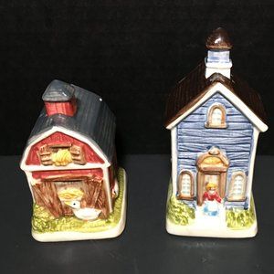 Vintage Cottage and Barn Salt & Pepper Shakers